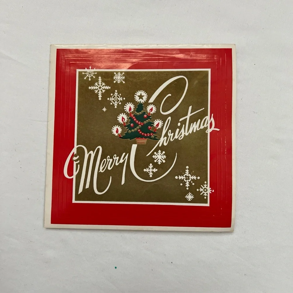 4 Christmas Cards VINTAGE Unbranded Unused WITH Names NO Envelopes 1949 - 1952
